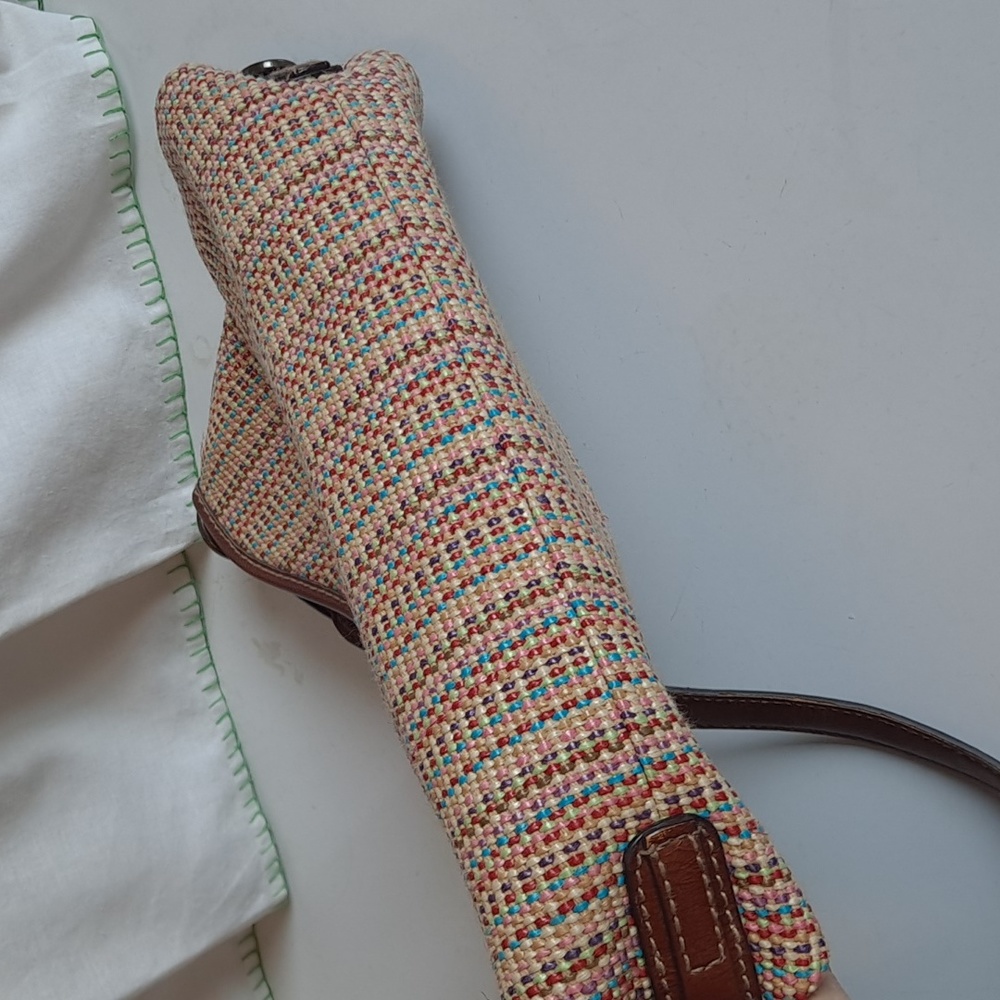 Fossil Multi Color Basket Weave Straw Purse - image 5